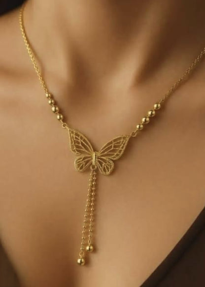 Elegant Gold-Plated Butterfly Locket Necklace