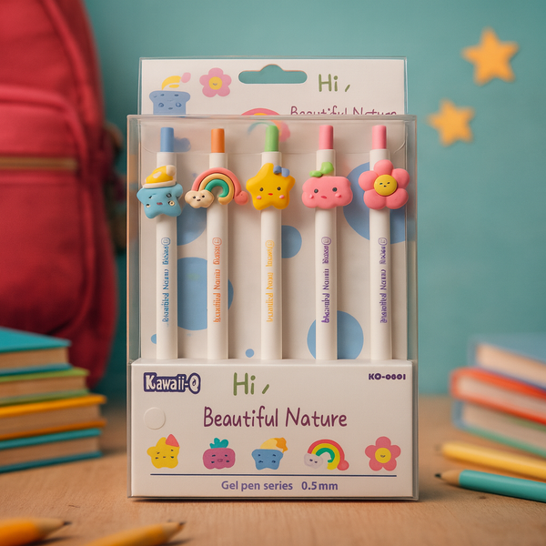 Kawaii Beautiful Nature Pens Set (Pack of 5)