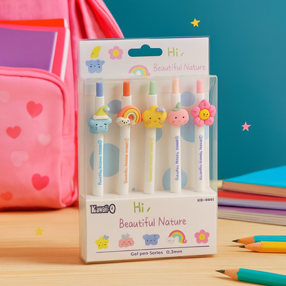 Kawaii Beautiful Nature Pens Set (Pack of 5)