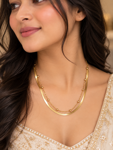 Women's Gold Double-Layer Chain Necklace