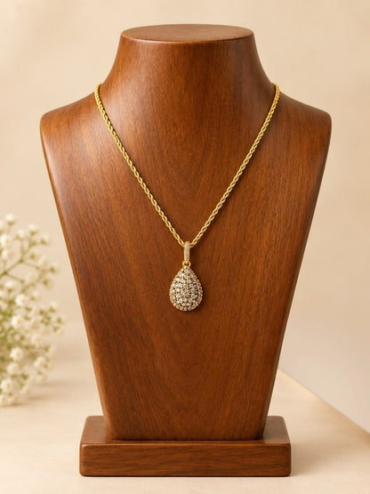 Sparkling Teardrop Pavé Cluster Pendant Necklace