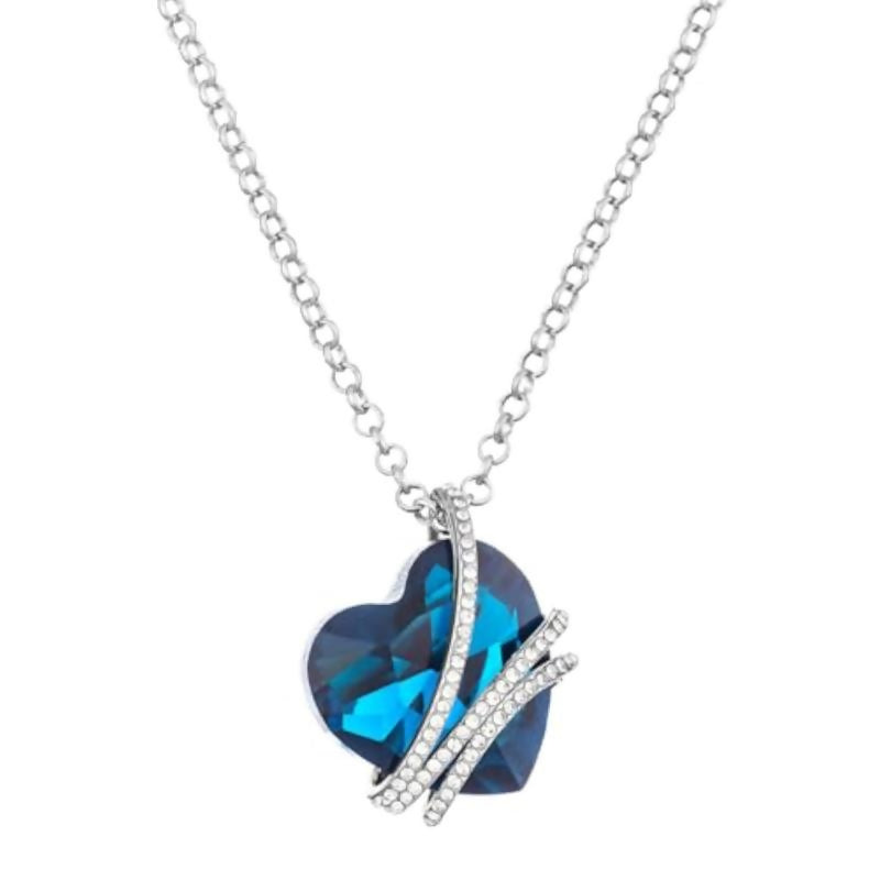 Crystal Heart Charm Pendant Necklace for Women