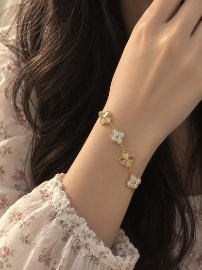 Five-Motif Luxury Gold Clover Bracele