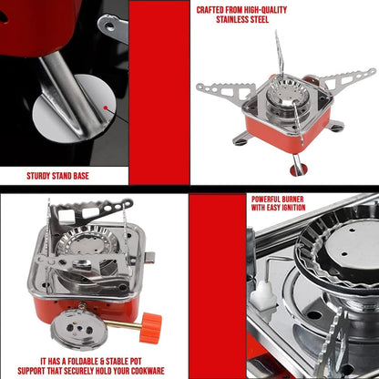 Mini Camping Gas Stove, Portable Card Type Stove With Folding Furnace