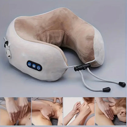 Portable U-Shaped Neck Massage Pillow | Relaxing Neck & Shoulder Massager Pillow - Simulates Hand Massage for Relaxation at Home, Office & Travel