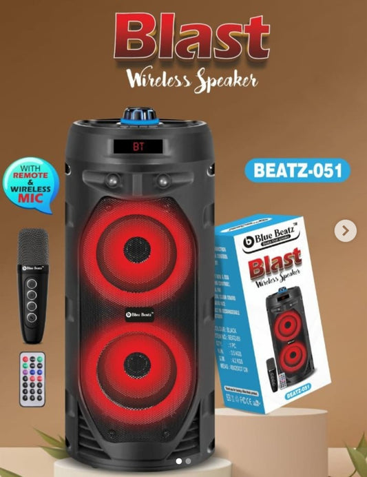 Blue Beatz Portable Rechargeable Double 6 Inch Woofer Bluetooth Speaker Box with Mic - BEATZ-051