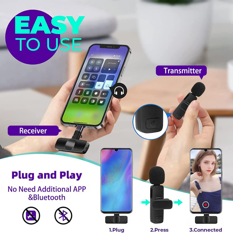 K8 Wireless Clip-on Microphone Mini Portable Single Mic with Receiver