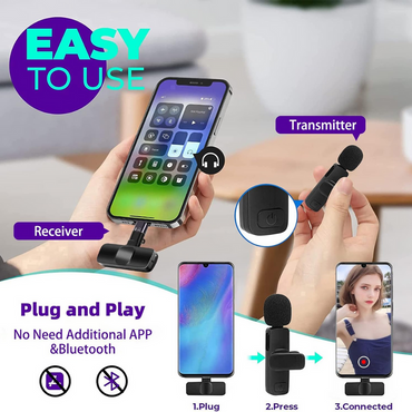 K8 Wireless Clip-on Microphone Mini Portable Single Mic with Receiver
