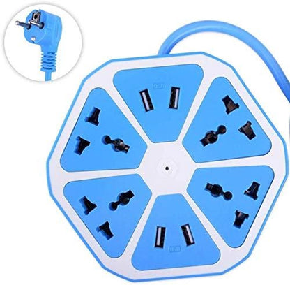 Hexagon Electrical Extension Cord Power Socket with 4-Outlet with 4-USB