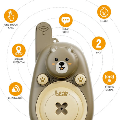 Cartoon Bear Walkie-Talkies (Set of 2) – Handheld Intercom 300 Meters Communication Distance Toy Outdoor Indoor