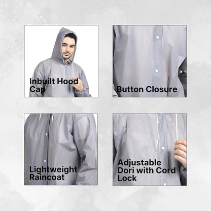 EVA Waterproof Rain Poncho with Hood – Reusable Lightweight Raincoat for Men & Women