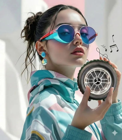 Tyre-Shaped Portable Bluetooth Speaker with LED Lights