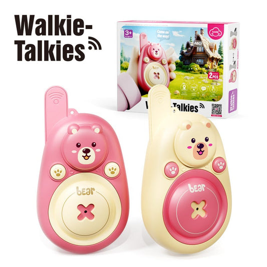 Cartoon Bear Walkie-Talkies (Set of 2) – Handheld Intercom 300 Meters Communication Distance Toy Outdoor Indoor