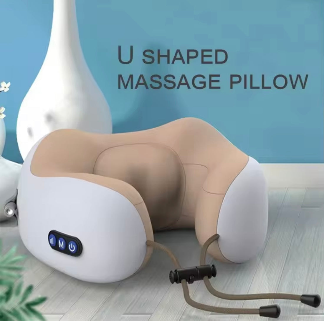 Portable U-Shaped Neck Massage Pillow | Relaxing Neck & Shoulder Massager Pillow - Simulates Hand Massage for Relaxation at Home, Office & Travel