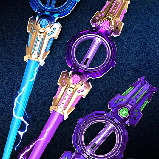 Fire Spin Double-Edged Lightsaber Toy – 360° Rotating Sword with 7-Color LEDs & Sound