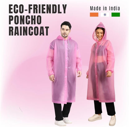 EVA Waterproof Rain Poncho with Hood – Reusable Lightweight Raincoat for Men & Women