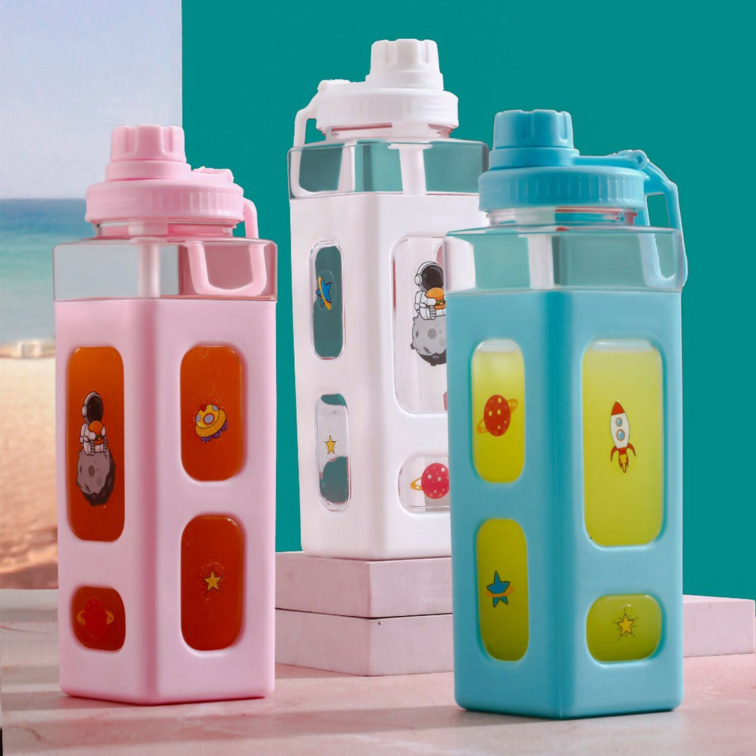 Kawaii Sipper Bottle 900ml with Removable Straw & Handle