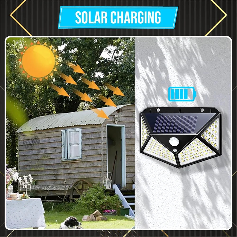 Solar-Powered LED Security Wall Light – Motion Sensor, Waterproof, 120° Wide Angle, Wireless Outdoor Lamp