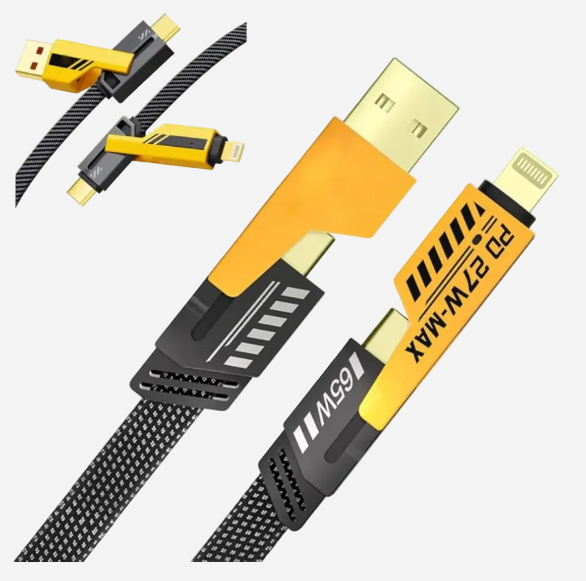 4-in-1 PD Fast Charge Cable | USB-A/Lightning/Dual Type-C