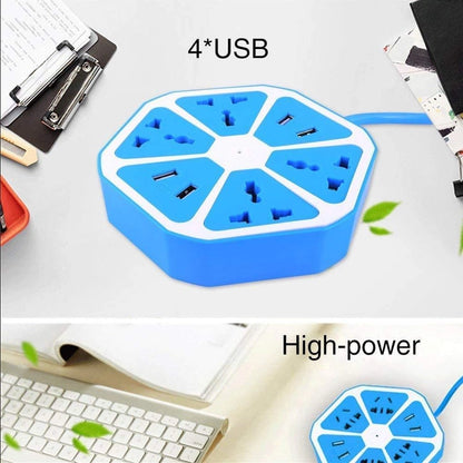 Hexagon Electrical Extension Cord Power Socket with 4-Outlet with 4-USB