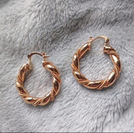 Gold Plated Earrings Pulseras Chunky Twisted Hoop Earrings S4103734