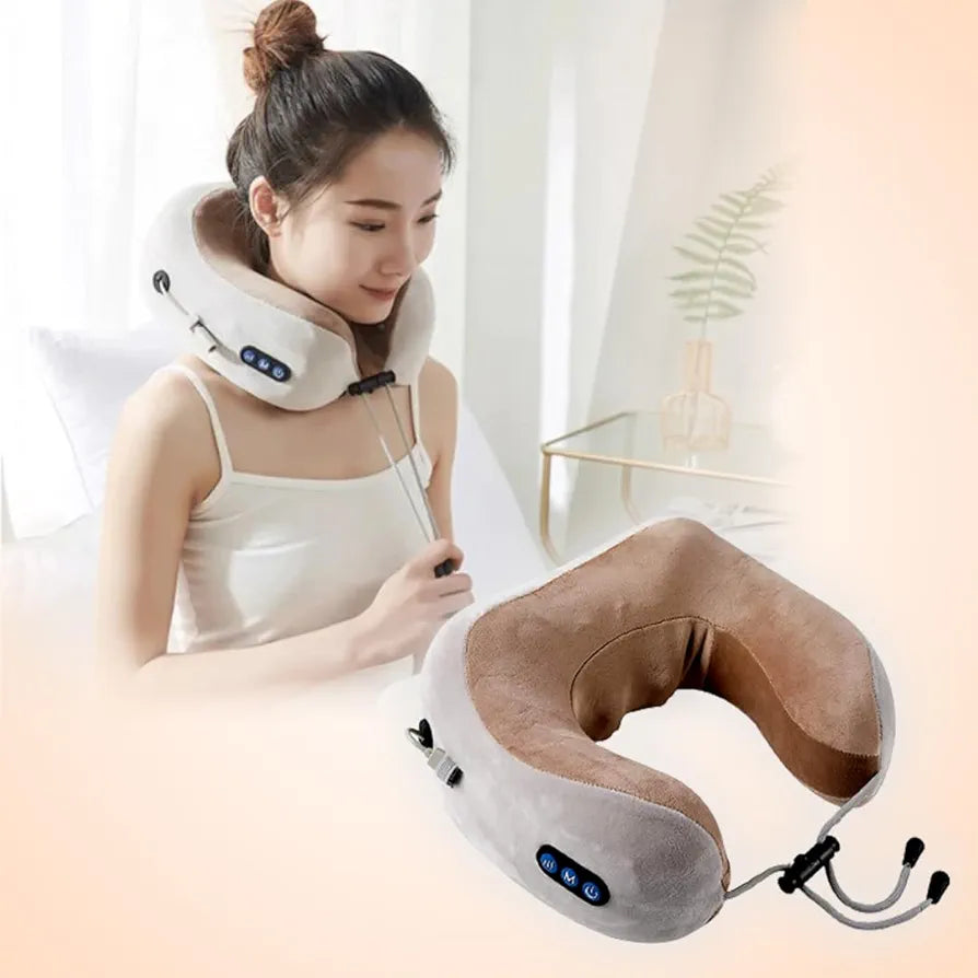 Portable U-Shaped Neck Massage Pillow | Relaxing Neck & Shoulder Massager Pillow - Simulates Hand Massage for Relaxation at Home, Office & Travel