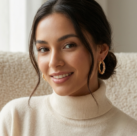 Gold Plated Earrings Pulseras Chunky Twisted Hoop Earrings S4103734