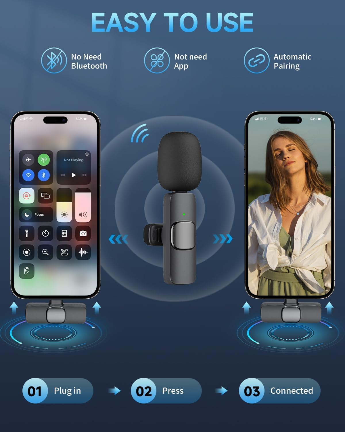 K8 Wireless Clip-on Microphone Mini Portable Single Mic with Receiver
