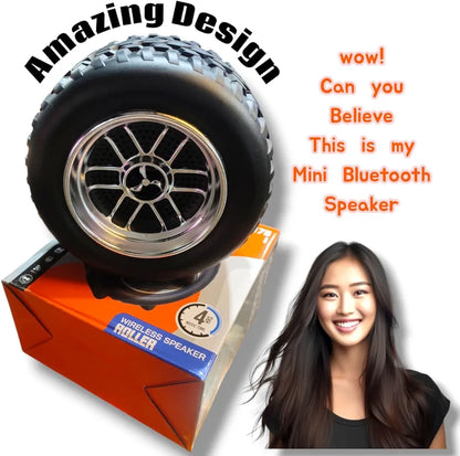 Tyre-Shaped Portable Bluetooth Speaker with LED Lights