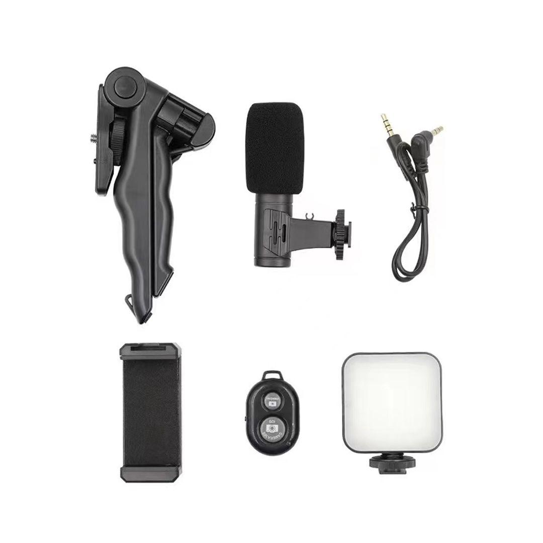 AY-49 Video Making Vlog Tripod Kit With Microphone and Light For Live Broadcast