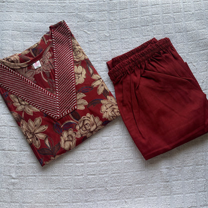 Floral Print Rayon Kurta & Palazzo Set (CS678)