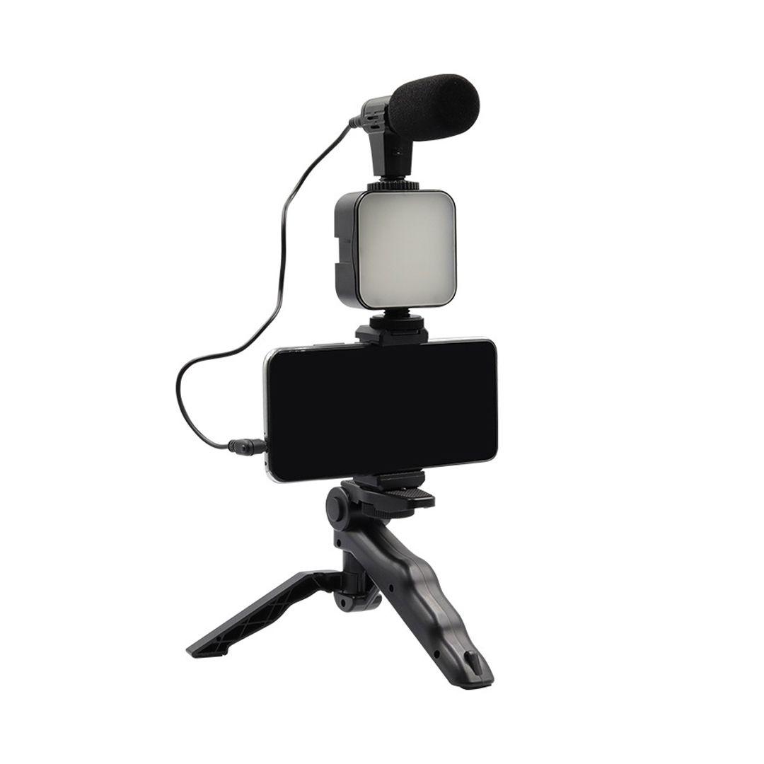 AY-49 Video Making Vlog Tripod Kit With Microphone and Light For Live Broadcast