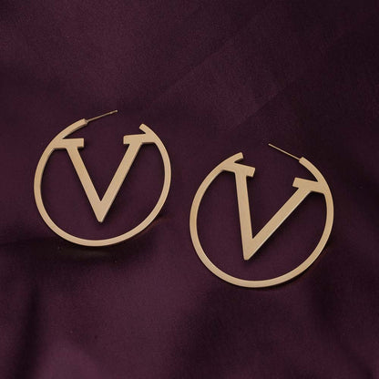V Round Hoop Earrings S4702482