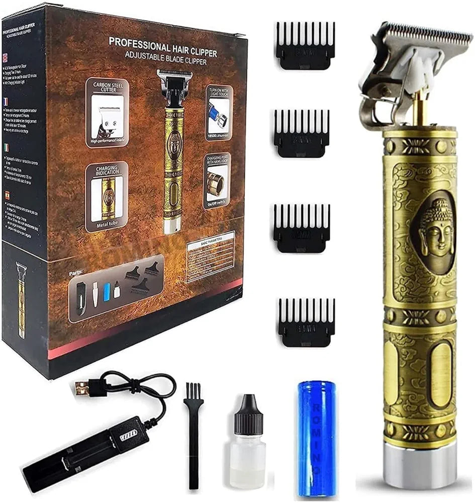Cordless Rechargeable Hair & Beard Metal Trimmer for Men – Precision Body Grooming Clipper for Home & Salon