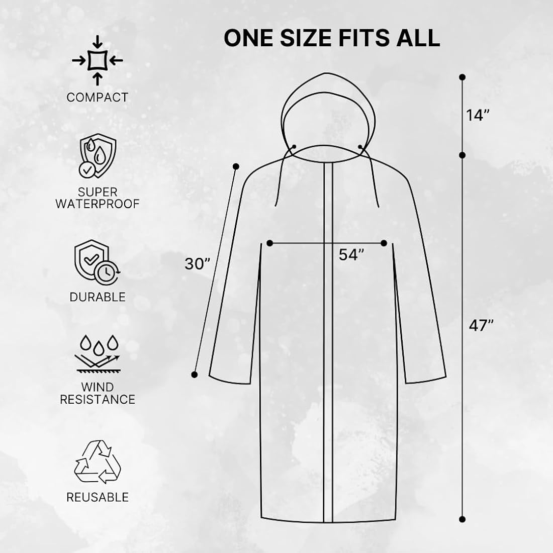 EVA Waterproof Rain Poncho with Hood – Reusable Lightweight Raincoat for Men & Women