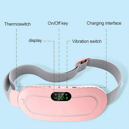 Rechargeable Electric Heating Massage Belly Wrap Belt for Cramps, Menstrual Period, Back Pain