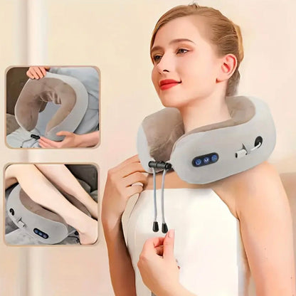 Portable U-Shaped Neck Massage Pillow | Relaxing Neck & Shoulder Massager Pillow - Simulates Hand Massage for Relaxation at Home, Office & Travel