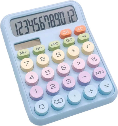 12-Digit Desktop Calculator with Large Display – Solar & Battery Dual Power, Cute Colorful Electronic Desk Calculator for Office, School & Students