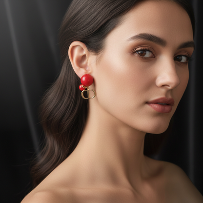 Double Side Pearl Stud Women Fashion Earrings S4932320