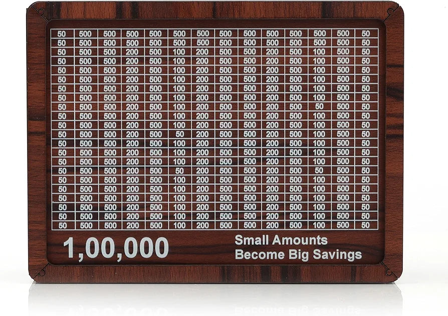 Wooden Savings Piggy Bank with 1 Lakh Goal Tracker | Money Box for Kids & Adults | Cash Saving Gullak