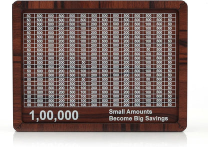 Wooden Savings Piggy Bank with 1 Lakh Goal Tracker | Money Box for Kids & Adults | Cash Saving Gullak