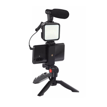 AY-49 Video Making Vlog Tripod Kit With Microphone and Light For Live Broadcast