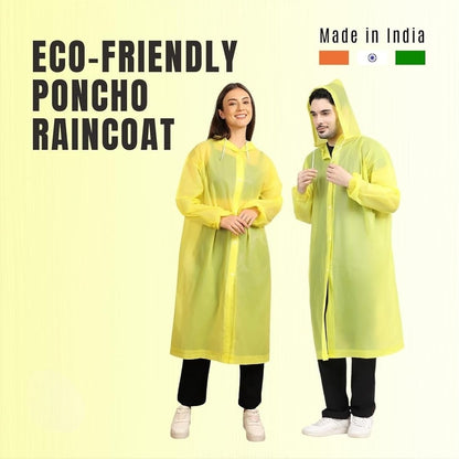 EVA Waterproof Rain Poncho with Hood – Reusable Lightweight Raincoat for Men & Women