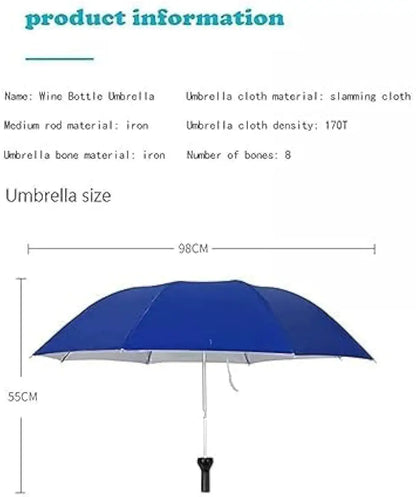 Bottle Shape Portable Folding Umbrella With Bottle Cover - Double Layer, UV Protection