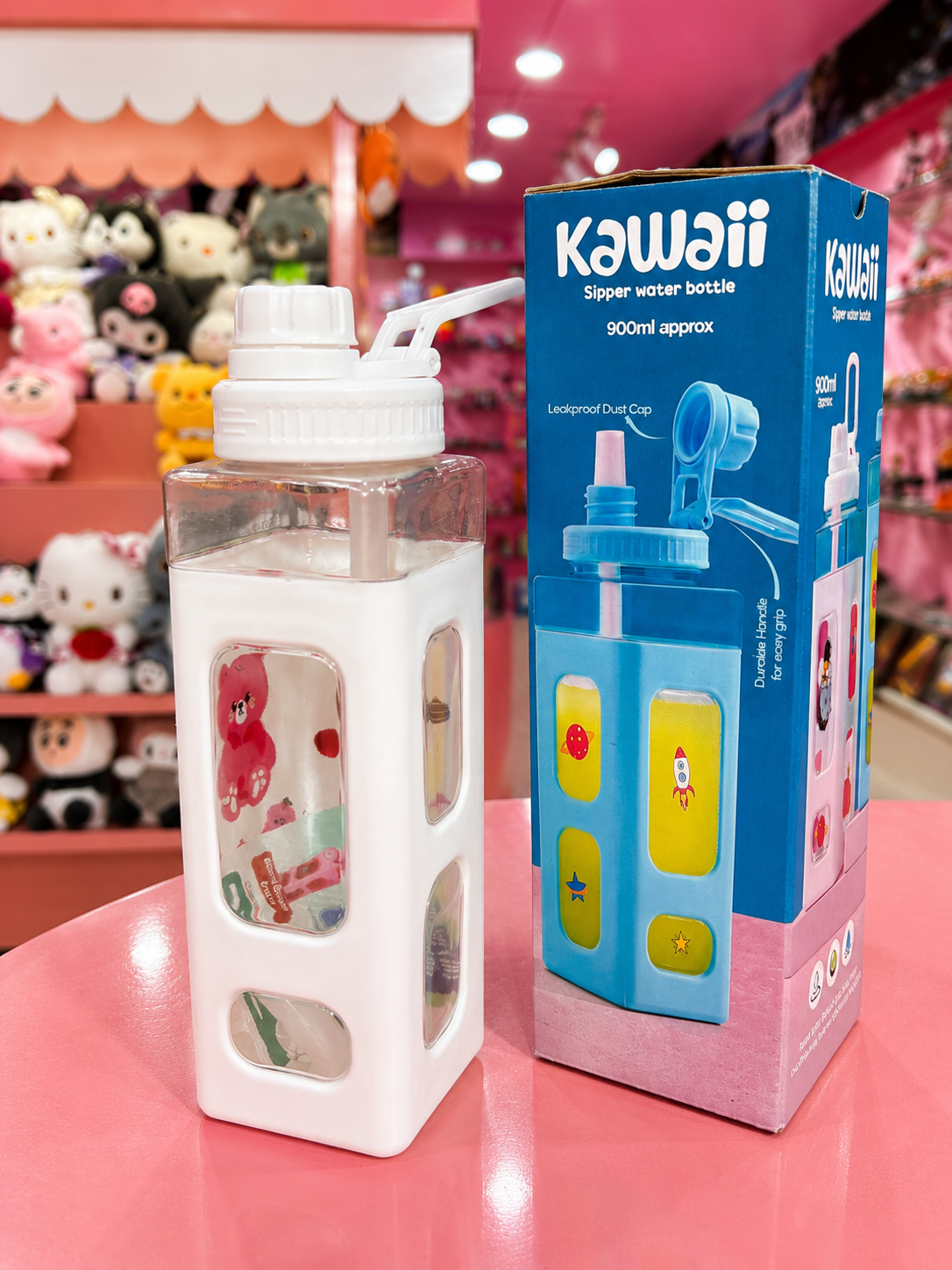 Kawaii Sipper Bottle 900ml with Removable Straw & Handle