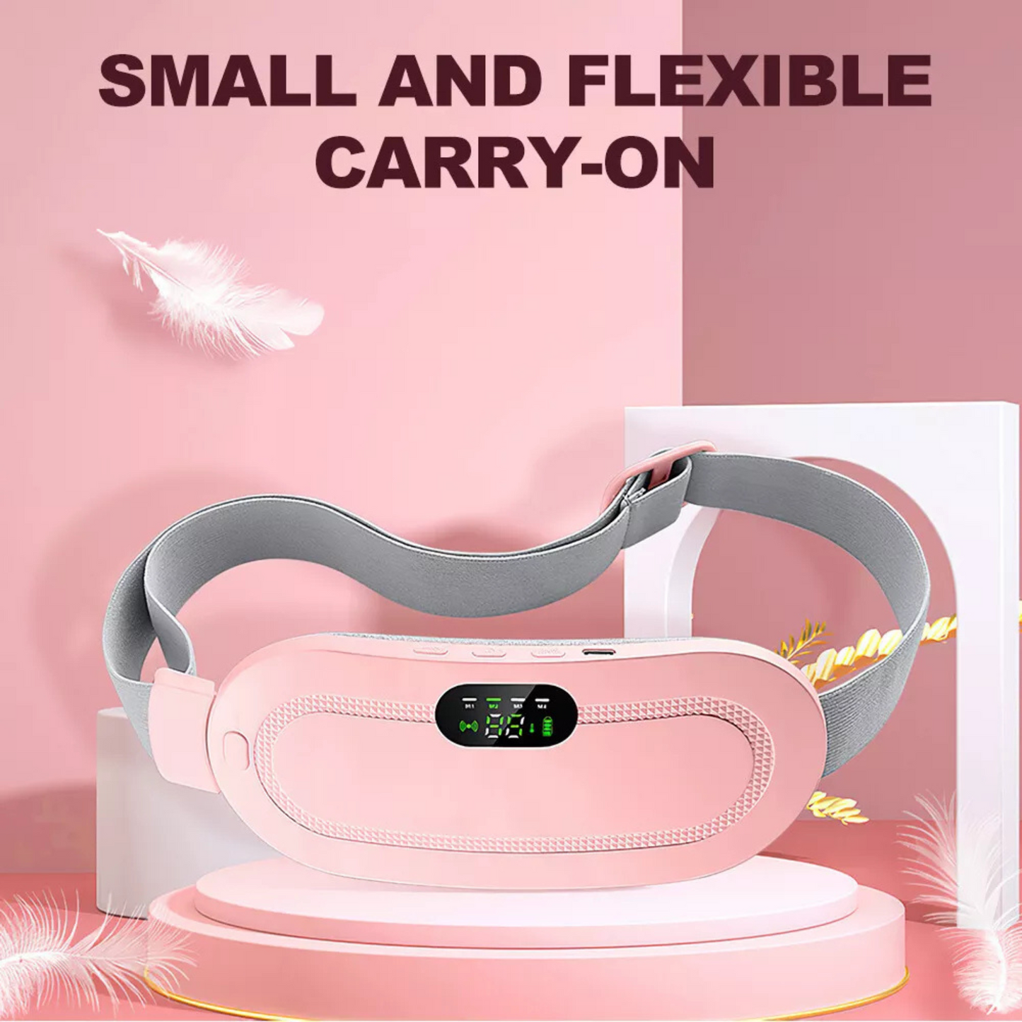 Rechargeable Electric Heating Massage Belly Wrap Belt for Cramps, Menstrual Period, Back Pain