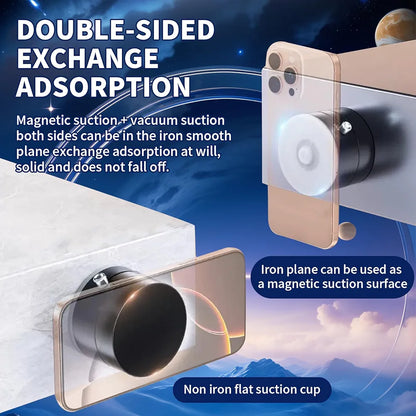 Multifunctional Vacuum Magnetic Phone Holder – Foldable Portable 360° Rotating Stand for Car, Mirror & Gym