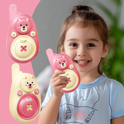 Cartoon Bear Walkie-Talkies (Set of 2) – Handheld Intercom 300 Meters Communication Distance Toy Outdoor Indoor
