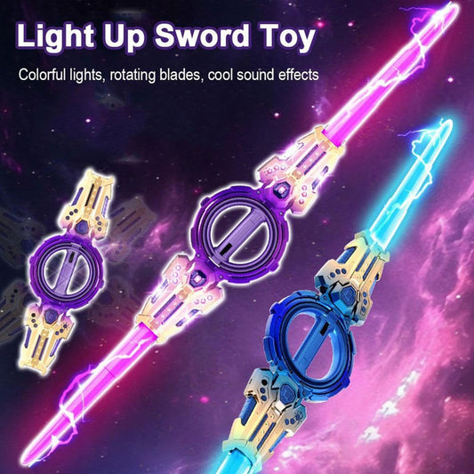 Fire Spin Double-Edged Lightsaber Toy – 360° Rotating Sword with 7-Color LEDs & Sound