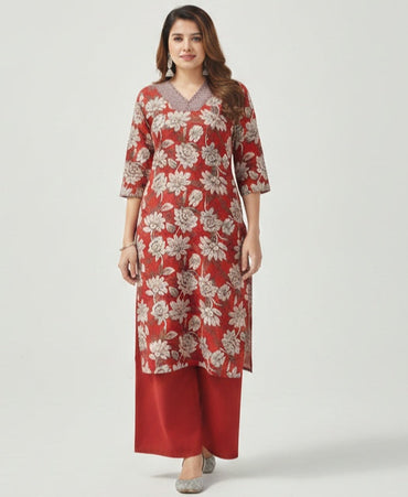 Floral Print Rayon Kurta & Palazzo Set (CS678)